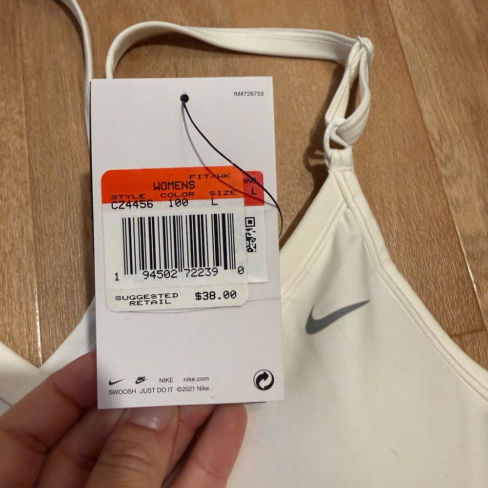 Nike Women's Cream and Gray Sports Bra - Picture 2 of 3